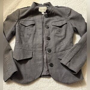 Banana Republic gray military inspired utility wool jacket size 4 stretch
